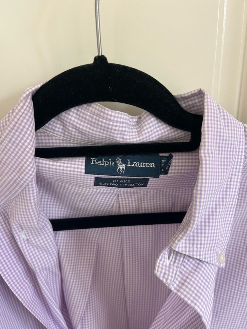Ralph Lauren Men’s Light Lavender Gingham Dress Shirt Size Medium
